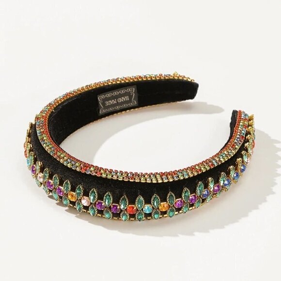HANDMADE Beaded Crystal Studded Headband - Picture 1 of 5